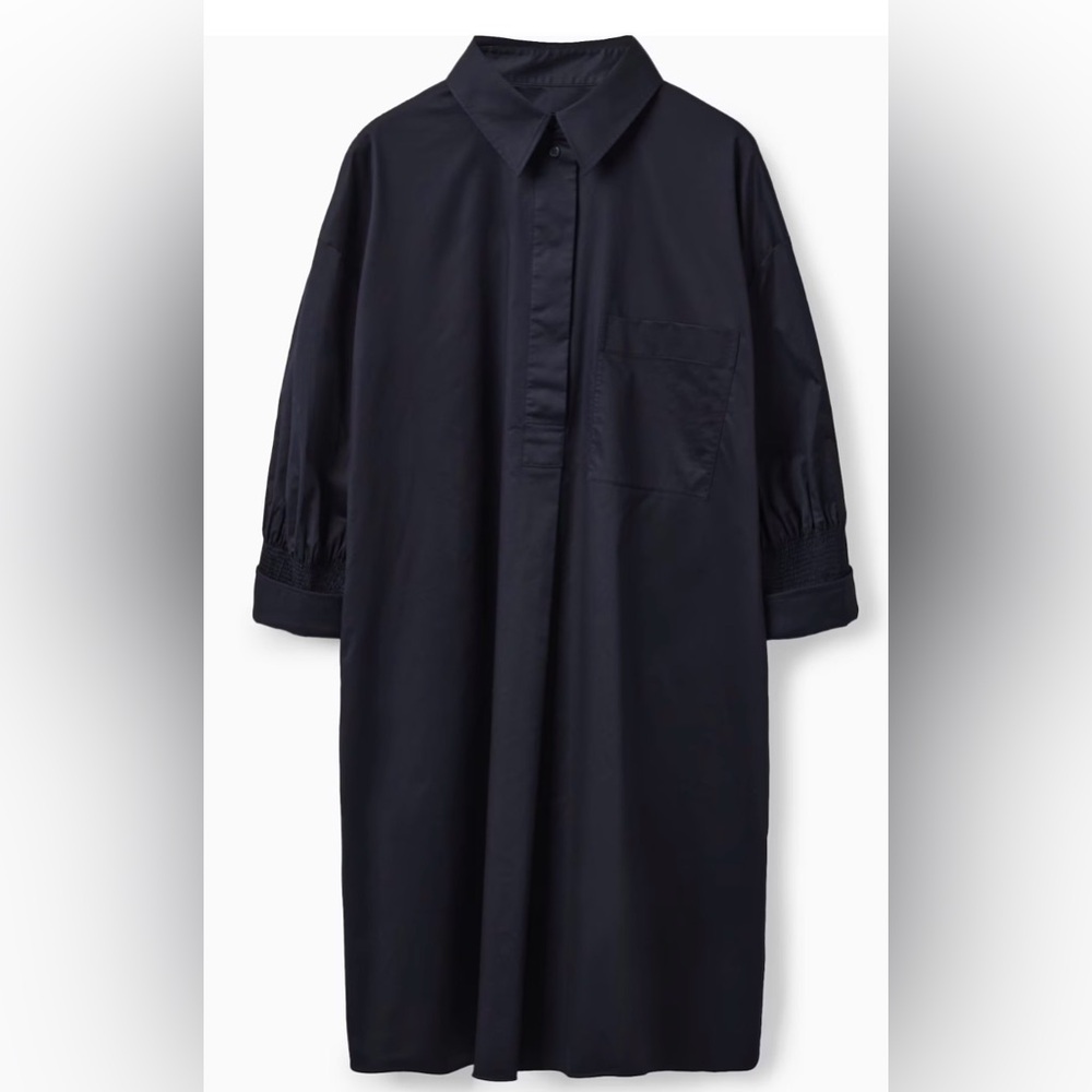COS SMOCKED SLEEVE SHIRT DRESS